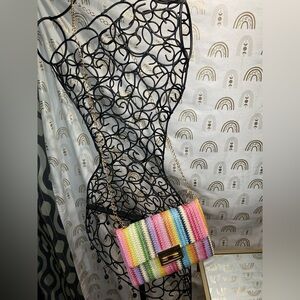 Red and Pink Crossbody Bags with Mesh Design